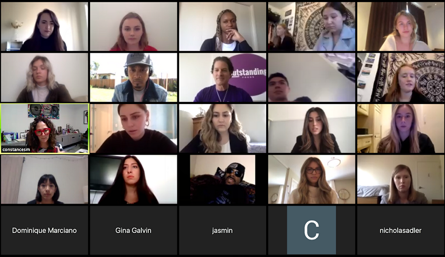 Screen capture of video conference to pitch Outstanding Foods and Snoop Dogg